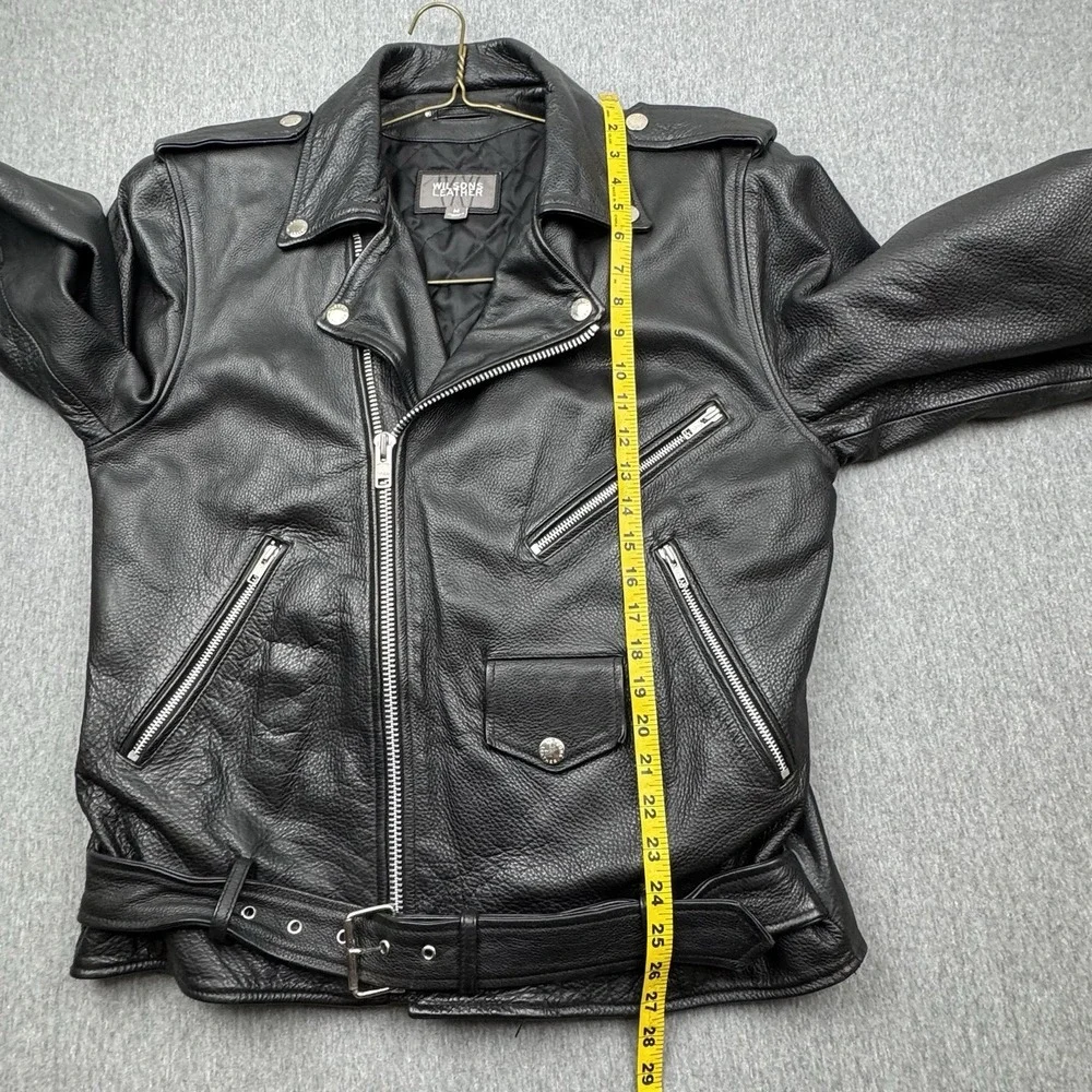 Wilsons Leather Lined Motorcycle Biker Jacket Black Men's Sz M Asymmetrical Zip